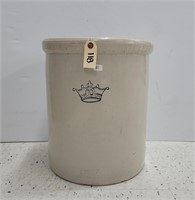 Antique 10 Gallon Stoneware Crock W/ Blue Crown