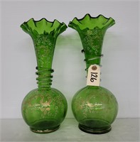 (2) Hand Blown Glass  Vases