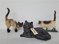 Vintage Lot of (3) Cast Iron Cats
