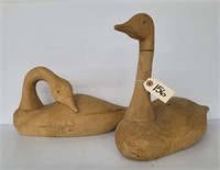 Pair of Carved Wooden Geese