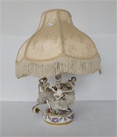 Early Porcelain Dancing Ladies Lamp
