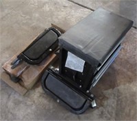 Rolling stool/toolbox with various extras.