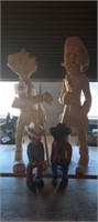 4 Wood Cowboy Figurines