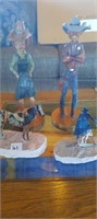 3 Cowboy Figurines & 1 Horse Figurine