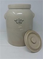 #3 Crock with Tapered Top Handled w/ Lid -Q