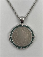 Vintage 1907 Liberty Nickel Necklace