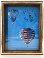 Hot Air Ballon Wall Clock Wood Trim