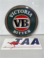 Pair Tin Signs Inc TAA & Victoria Bitter