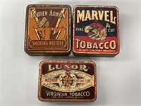 3 Tobacco Tins Inc Marvel, Luxor & Golden Arrow