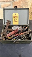 Metal box with small assorted tools