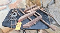 Box lot antique clamps and wood clamps