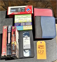 Box lot VHS movies, guitar tuner