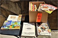 Box lot cookbooks & school books
