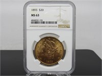 1893 $20 Gold Coin