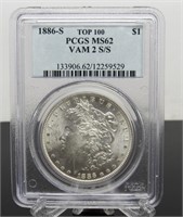 1886- S / S Morgan Silver Dollar