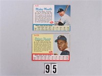 1962 POST CEREAL #5 M. MANTLE & #173 R. CLEMENTE: