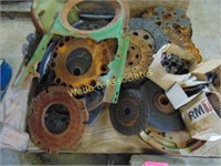 Pallet of clutch plates, generator, gears, mostly