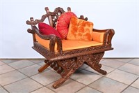 Antique Hand Carved Teak Wood Elephant Seat Chair