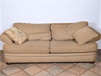 Upholstered Beige Sofa w/ Pillows
