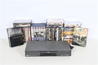Hitachi DVD Player, Asst DVD's & VHS Tapes