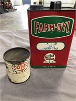 FARM-OYL GALLON CAN, SOHIO 1 LB GREASE CAN