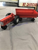 HUBLEY TOY TRACTOR, RED FLARE WAGON