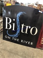 BISTRO ON THE RIVER TIN SIGN, 40 X 40"