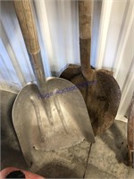 PAIR OF SCOOP SHOVELS, ONE WITH  WORN EDGE