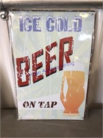 ICE COLD BEER TIN SIGN, 8 X 12"