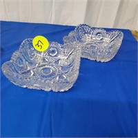 HEAVY CUT GLASS SQUARE DISHES
