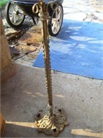 VERY OLD CAST IRON TALL LAMP BASE - UNTESTED