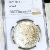 1878 8TF Morgan Silver Dollar NGC - MS63