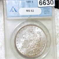 1889 Morgan Silver Dollar ANACS - MS62