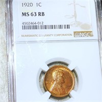 1920 Lincoln Wheat Penny NGC - MS 63 RB
