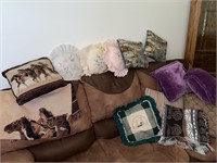 LOT OF PILLOW AND BLANKETS
