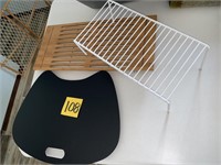 SERVING TRAY, WIRE RACK AND LAPTOP TABLE LOT