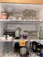 SHELFS FULL OF GLASSWARE, CANDLES AND MORE