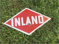 SMALL PORCELAIN SIGN " INLAND " DIAMOND SHAPED