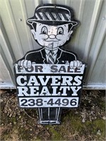 DOUBLE SIDED METAL SIGN CAVERS REALTY