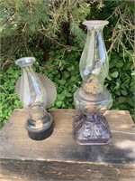 TWO KEROSENE LAMPS WITH QUEEN ANNE