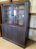 LARGE 2 PC STEPBACK CABINET WITH GLASS DOORS