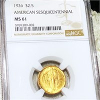 1926 Sesq $2.50 Gold Quarter Eagle NGC - MS61