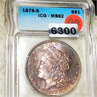 1878-S Morgan Silver Dollar ICG - MS62