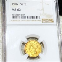 1902 $2.50 Gold Quarter Eagle NGC - MS62