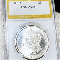 1890-O Morgan Silver Dollar PGA - MS63+