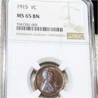 1915 Lincoln Wheat Penny NGC - MS 65 BN