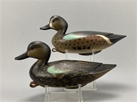 Pete Peterson Pair Of Blue-Winged Teal Duck Decoys
