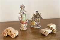 Olde Timey Ceramic & Wood Figurines x4