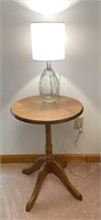 Vintage Round Side Table w/ Lamp