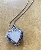 Sterling, Mother of Pearl & Marcasite Necklace